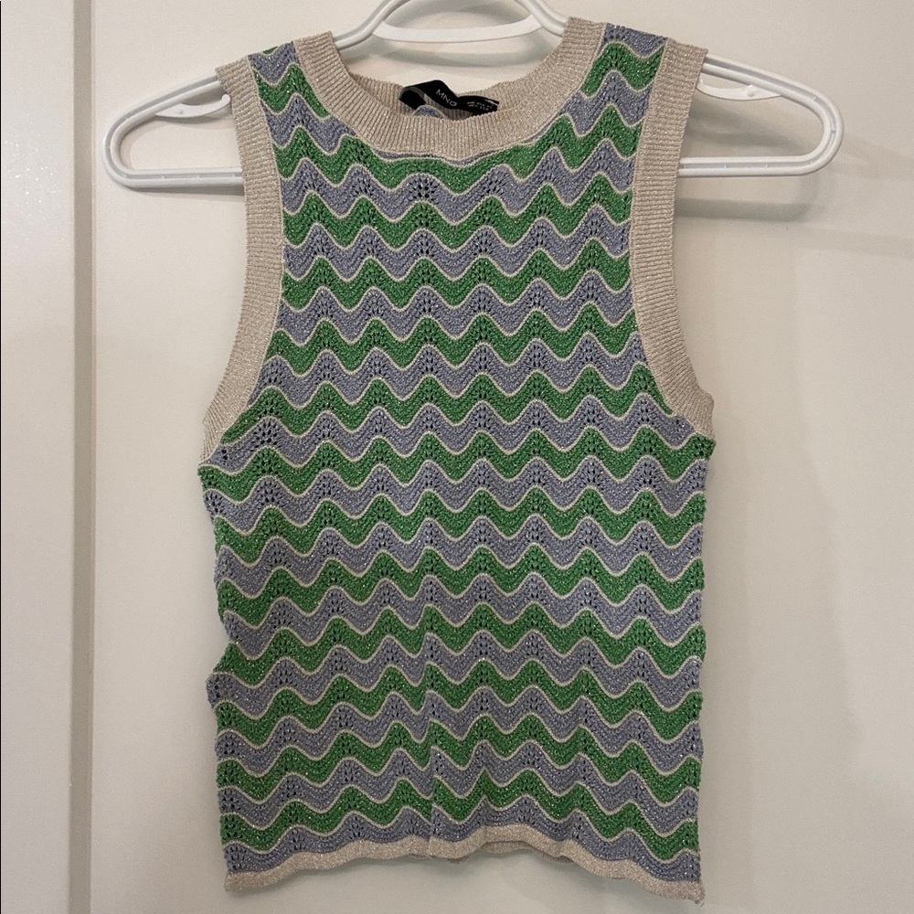 Mango Green and Gray Knit Tank Top